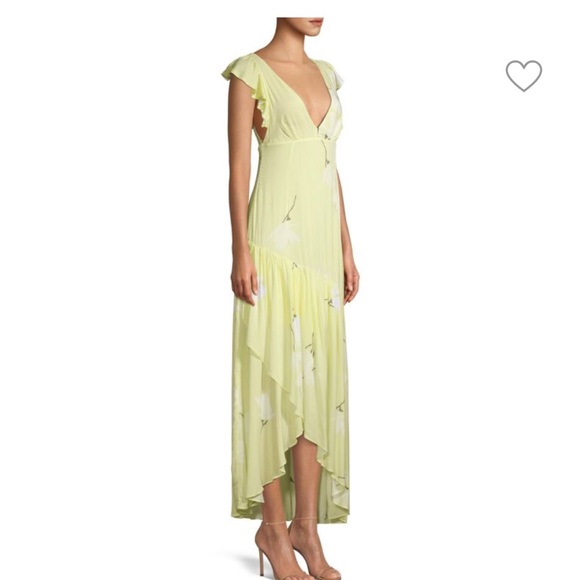 NWT Free People Floral Waterfall Maxi Dress Lemon Ice Yellow - Picture 2 of 13